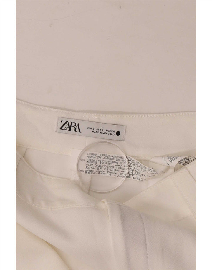 Zara ženske ravne ležerne hlače male W26 L32 bijeli poliester