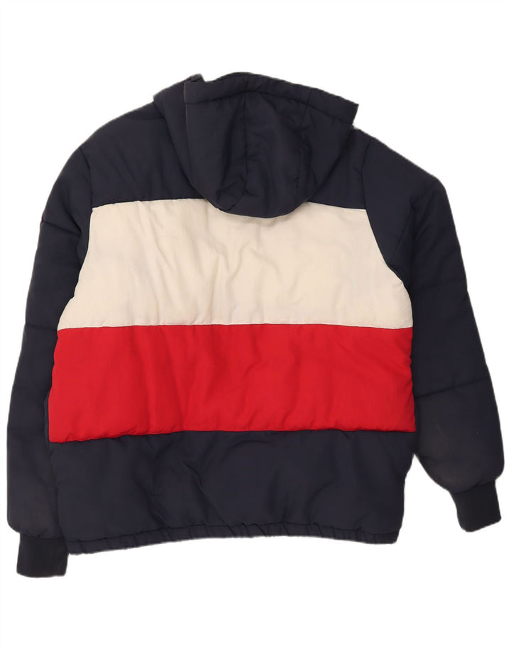 ELLESSE Mens Hooded Padded Jacket UK 38 Medium Multicoloured Colourblock