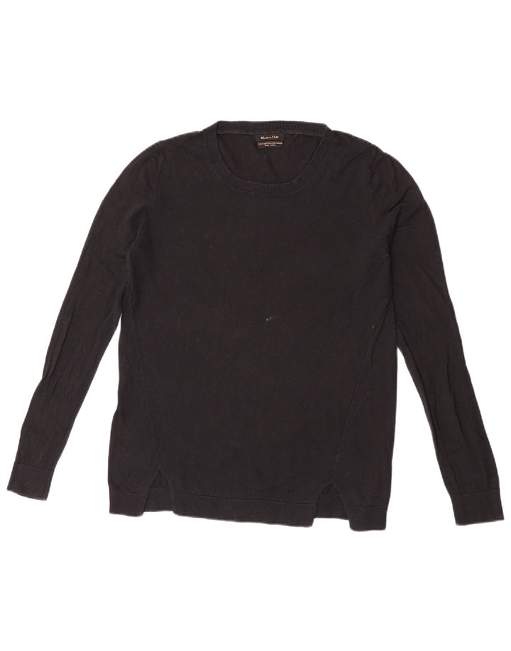 Ženski džemper s okruglim izrezom Massimo Dutti UK 14 Srednji crni pamuk