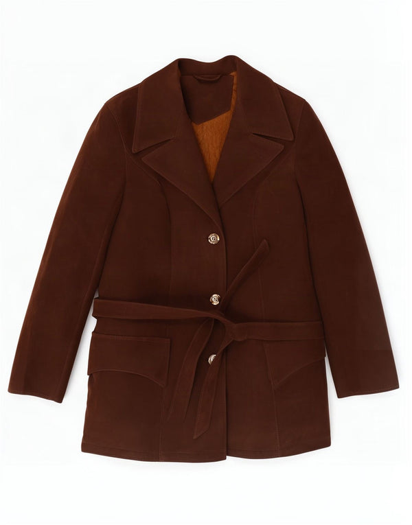 Vintage Womens Suede Jacket UK 14 Medium Brown