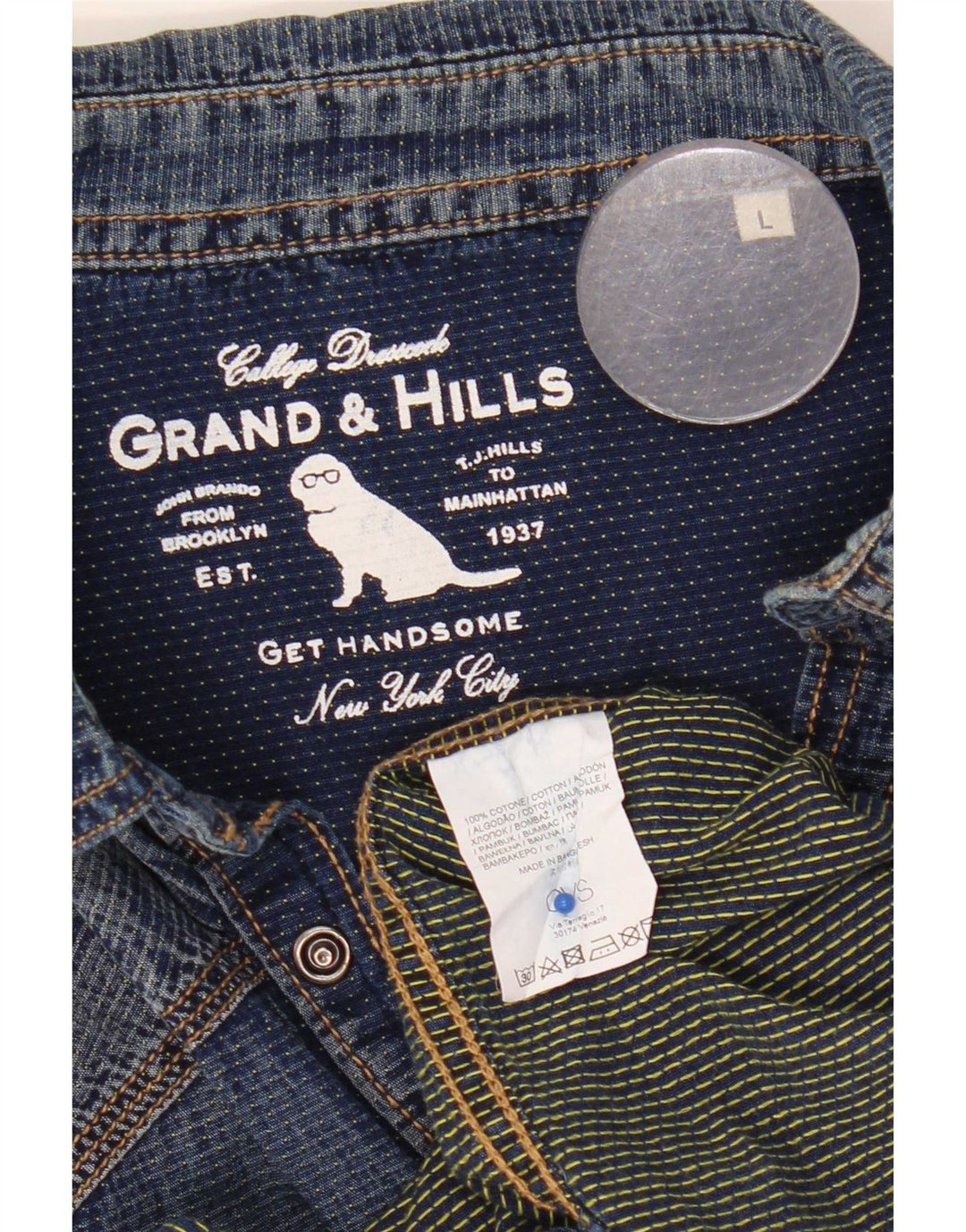 Grand & Hills muška traper košulja Large Blue Cotton