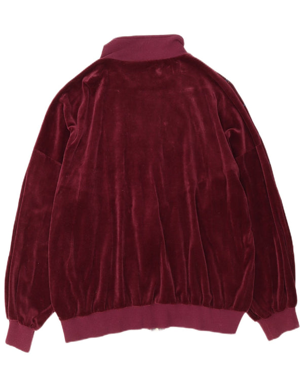 Vintage ženska gornja jakna od trenirke od velura UK 20 2XL bordo na pruge