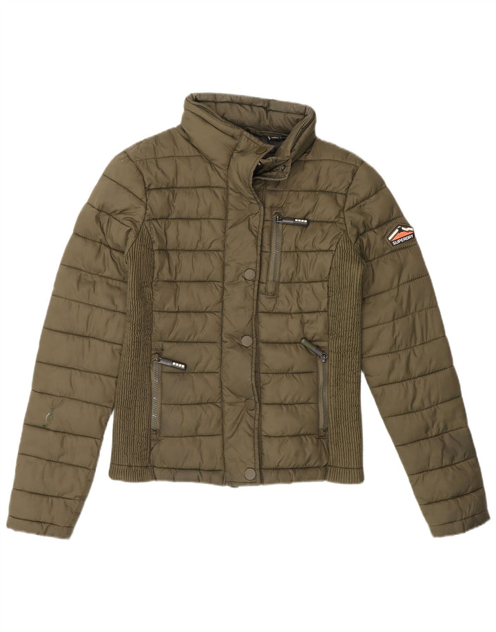 SUPERDRY Womens Padded Jacket UK 8 Small Green Nylon