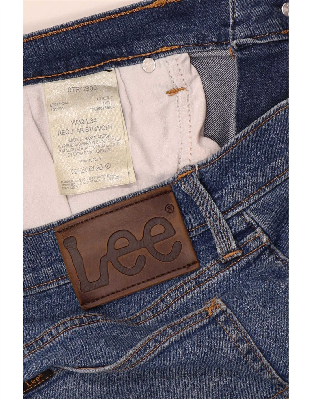 Lee Mens Regular Straight Jeans W32 L34 Plavi pamuk