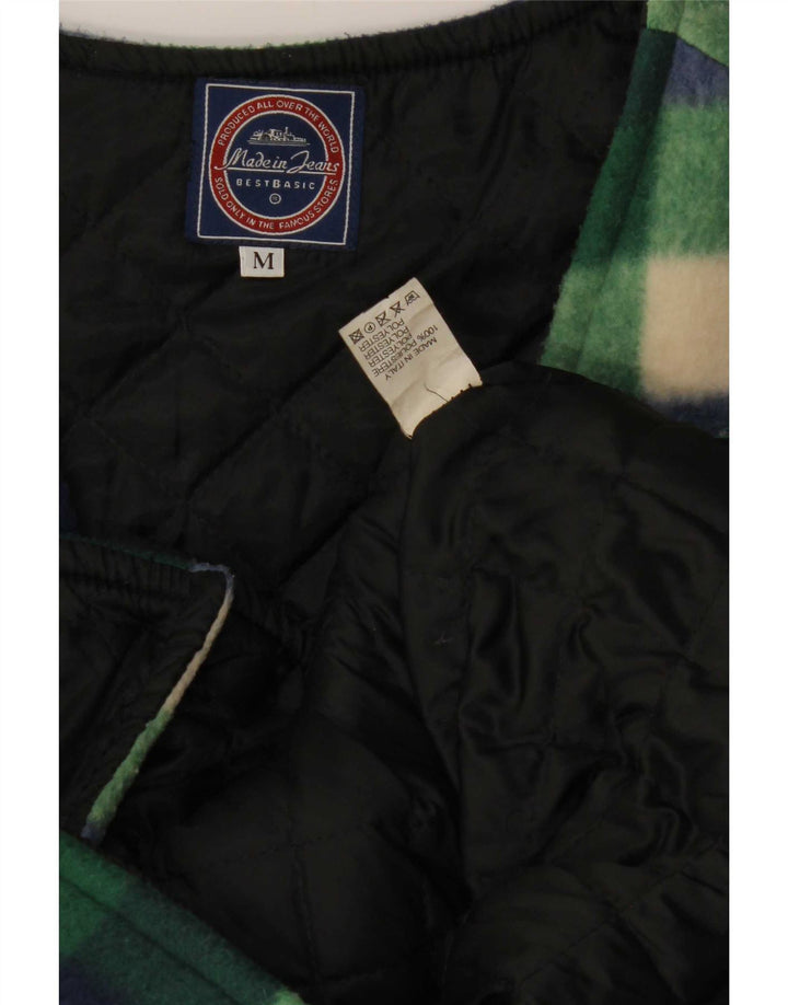 Vintage muška jakna od flisa UK 38 srednje zelene boje od gingham poliestera