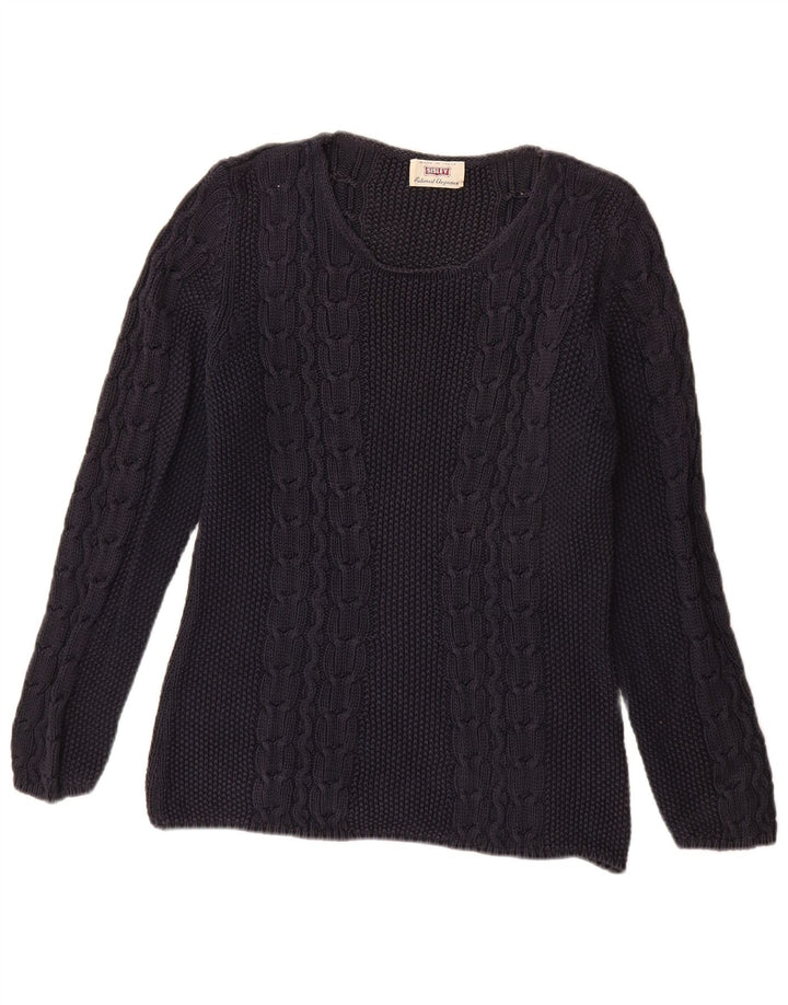 SISLEY Ženski džemper s brodskim izrezom UK 14 Srednje tamnoplava