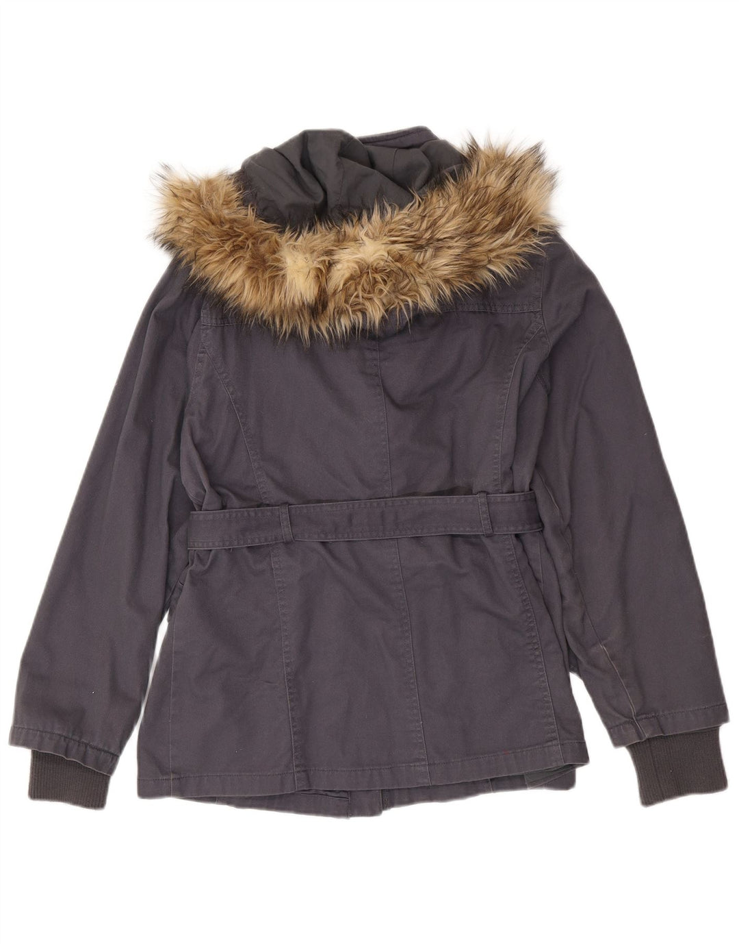 ANIMAL Womens Hooded Parka Jacket UK 12 Medium  Navy Blue Polyester