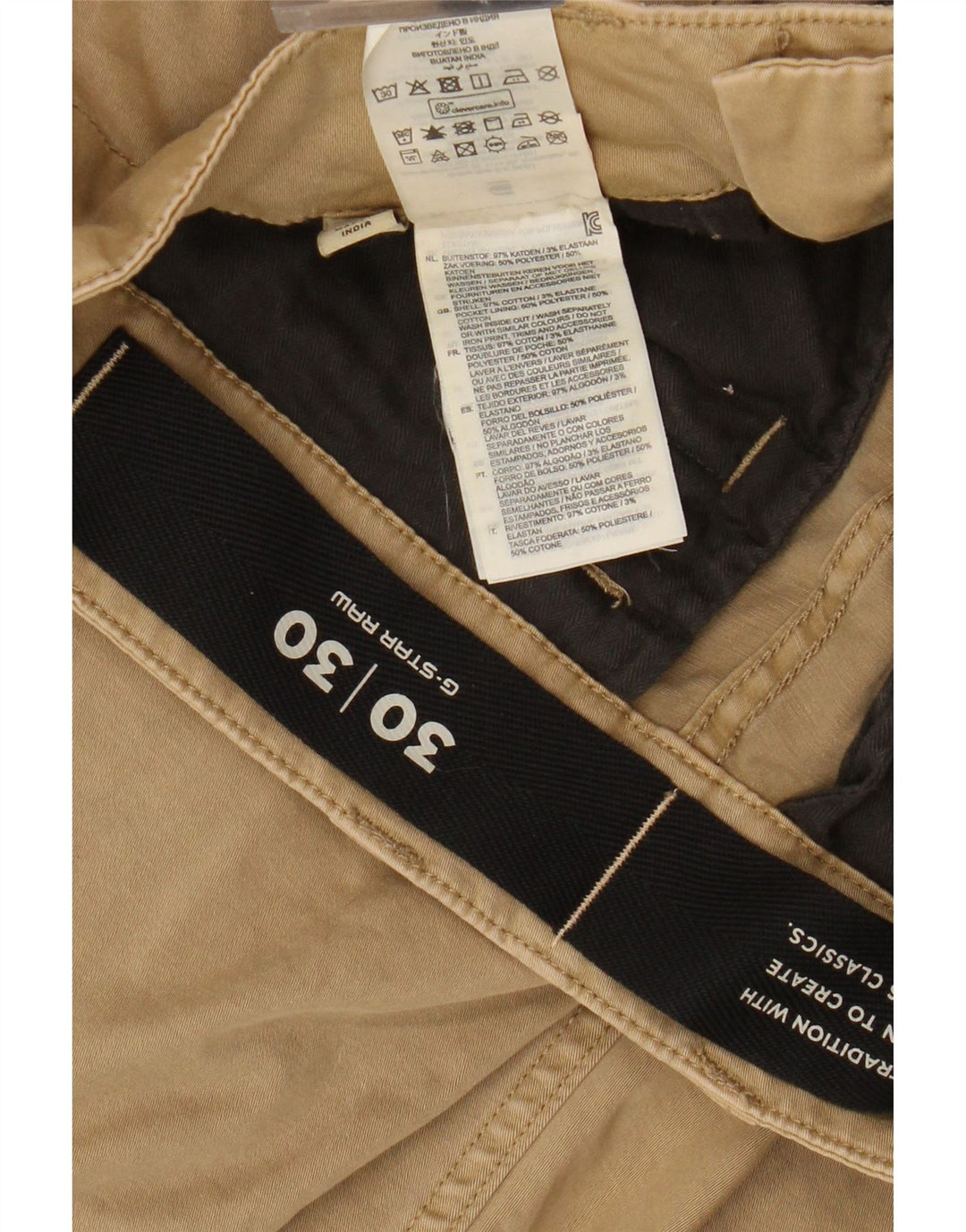 G-STAR muške klasične uske Cargo hlače W30 L30 Bež pamuk