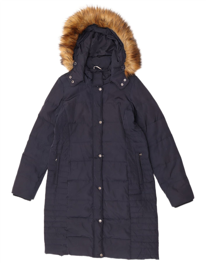 Crew Clothing Ženski podstavljeni kaput s kapuljačom UK 12 Medium tamnoplavi poliester