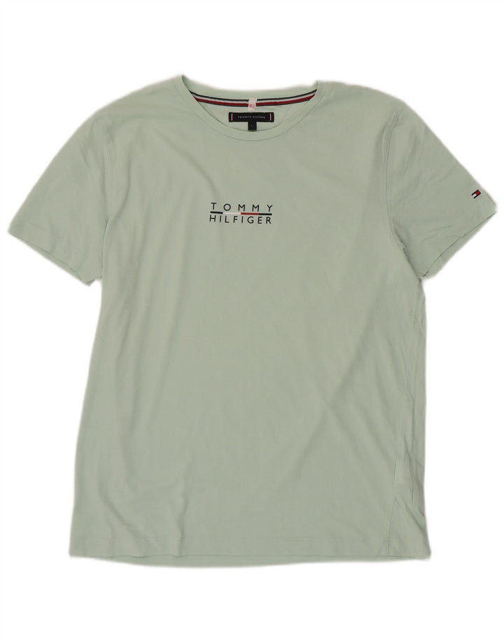 TOMMY HILFIGER Ženska grafička majica kratkih rukava UK 16 Large Green Cotton