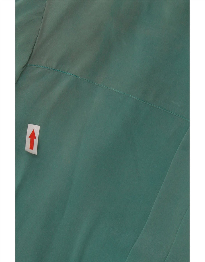 VINTAGE Ženska majica s dugim rukavima na kravatu UK 16 Velika zelena svila