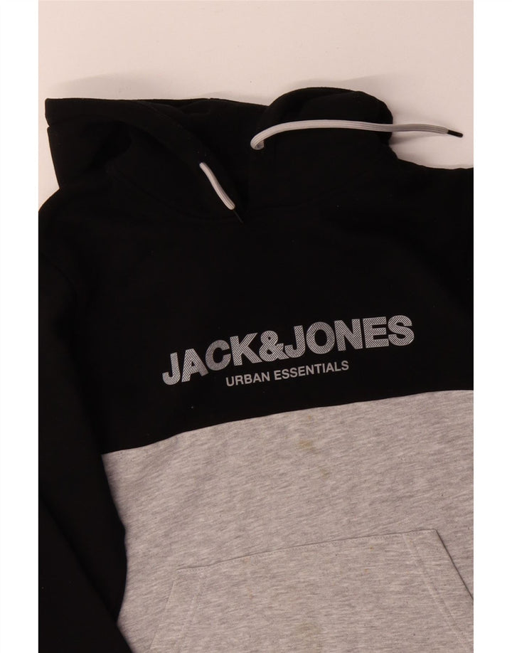 JACK & JONES Muška majica s kapuljačom s grafičkim motivima, mali crni pamuk u blokovima boja