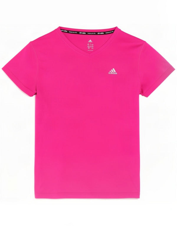 Adidas Womens Climalite T-Shirt Top UK 12/14 Medium Pink Polyester