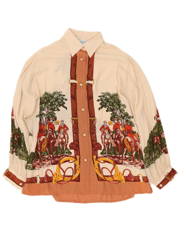 GABRI ELLE LA CAMICIA Ženska grafička košulja bluza UK 16 Large Off White