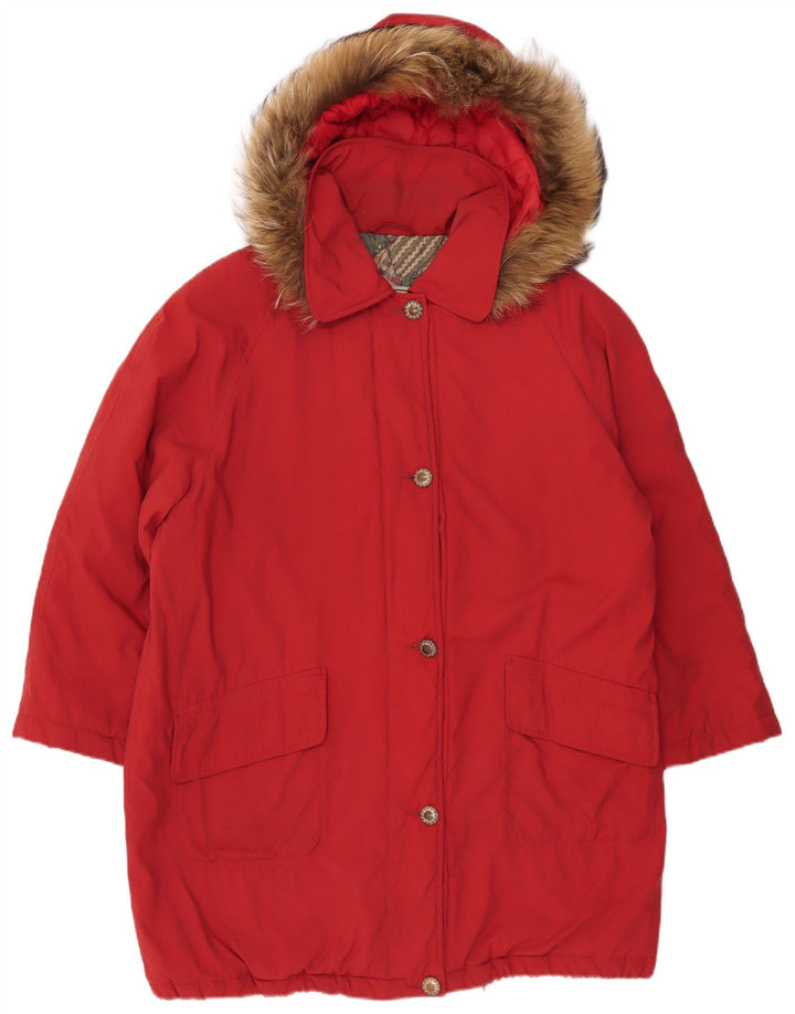 Vintage ženska velika parka jakna s kapuljačom IT 44 srednje crvena