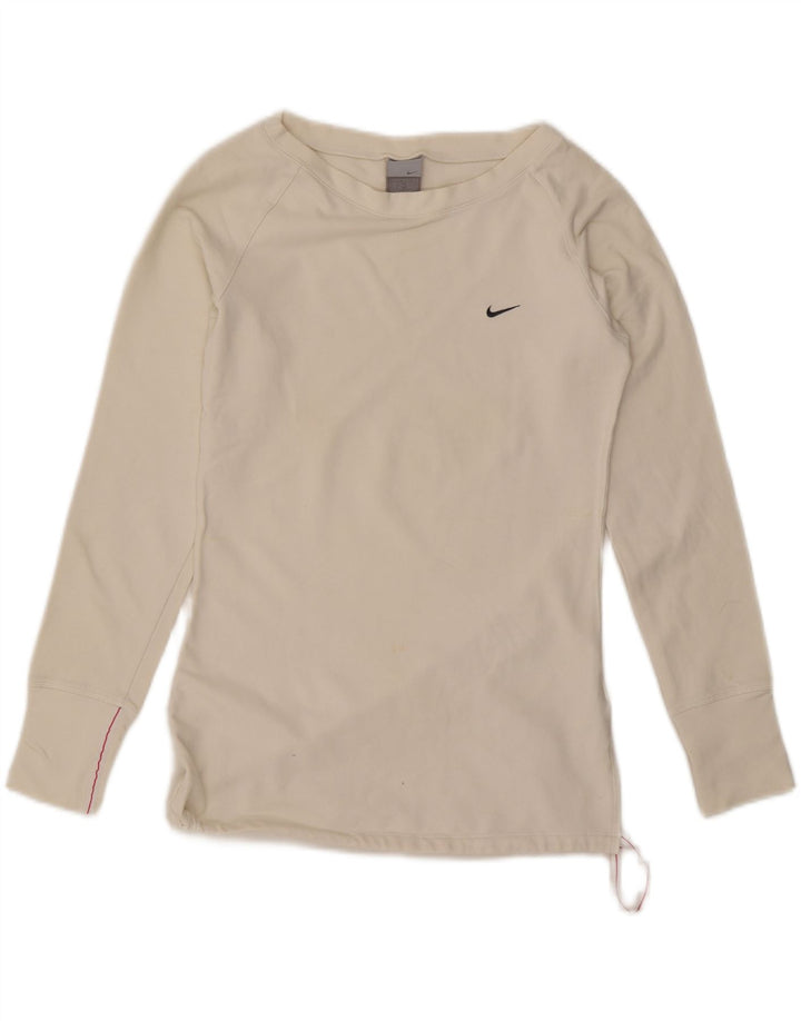 Nike Ženska majica dugih rukava UK 10/12 Srednje bijeli pamuk