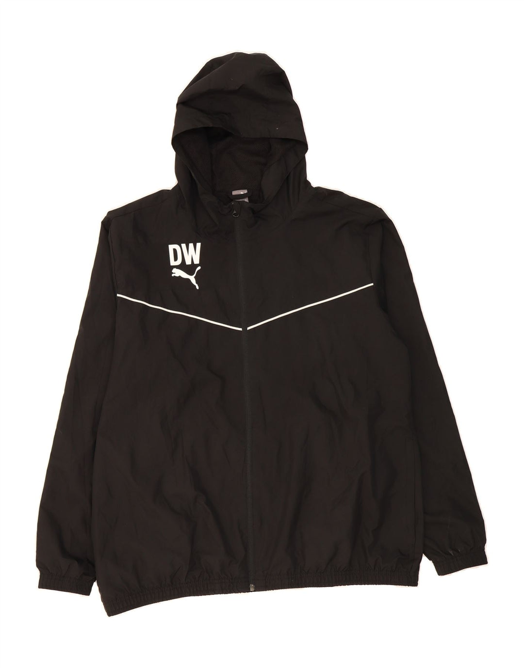 PUMA Mens Hooded Rain Jacket UK 44 2XL Black Polyester Vintage Puma and Second-Hand Puma from Messina Hembry 