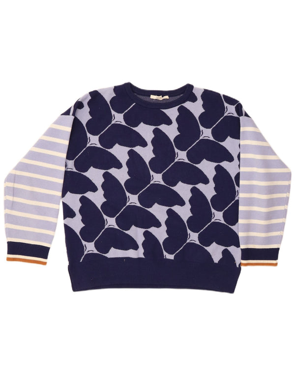 WHITE STUFF Ženski džemper s okruglim izrezom UK 14 Veliki tamnoplavi na pruge