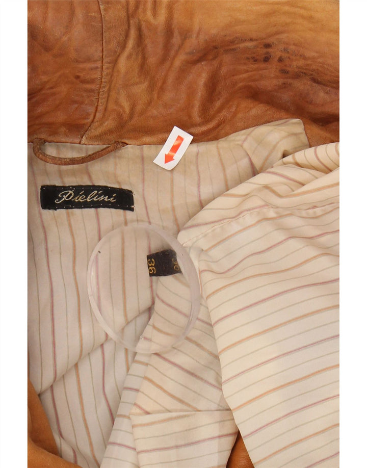 PIELINI Womens Oversized Leather Jacket EU 36 Small Brown