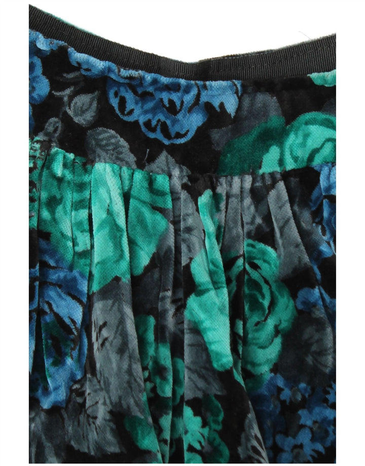 Vintage ženska baršunasta suknja A-kroja W28 srednje raznobojna cvjetna