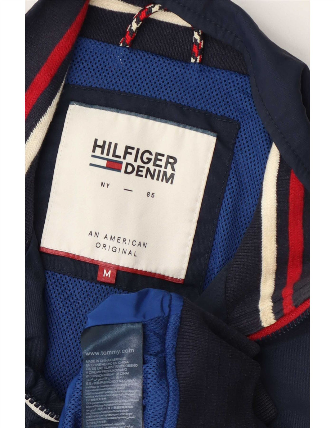 Tommy Hilfiger muška bomber jakna UK 38 Medium tamnoplavi prugasti poliamid