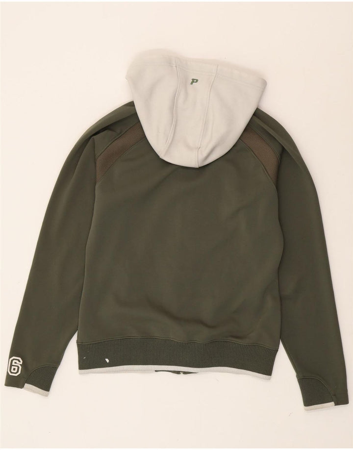 PEAK PERFORMANCE Womens Zip Hoodie Sweater UK 12 Medium Green Colourblock Vintage Peak Performance and Second-Hand Peak Performance from Messina Hembry 