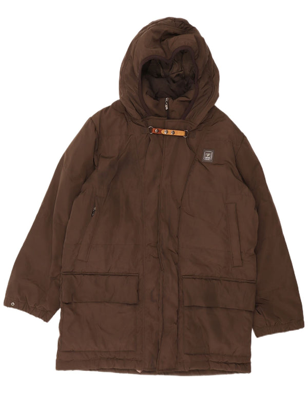 Piero Guidi muški podstavljeni kaput s kapuljačom UK 40 veliki smeđi poliester