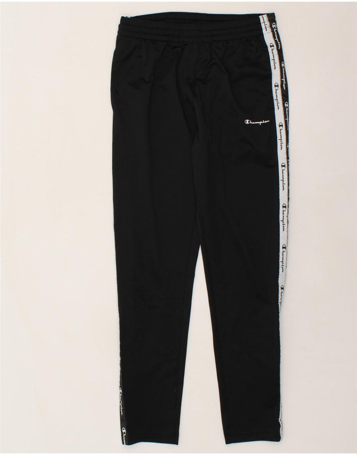 CHAMPION Mens Graphic Tracksuit Trousers Small Black Polyester Vintage Champion and Second-Hand Champion from Messina Hembry 