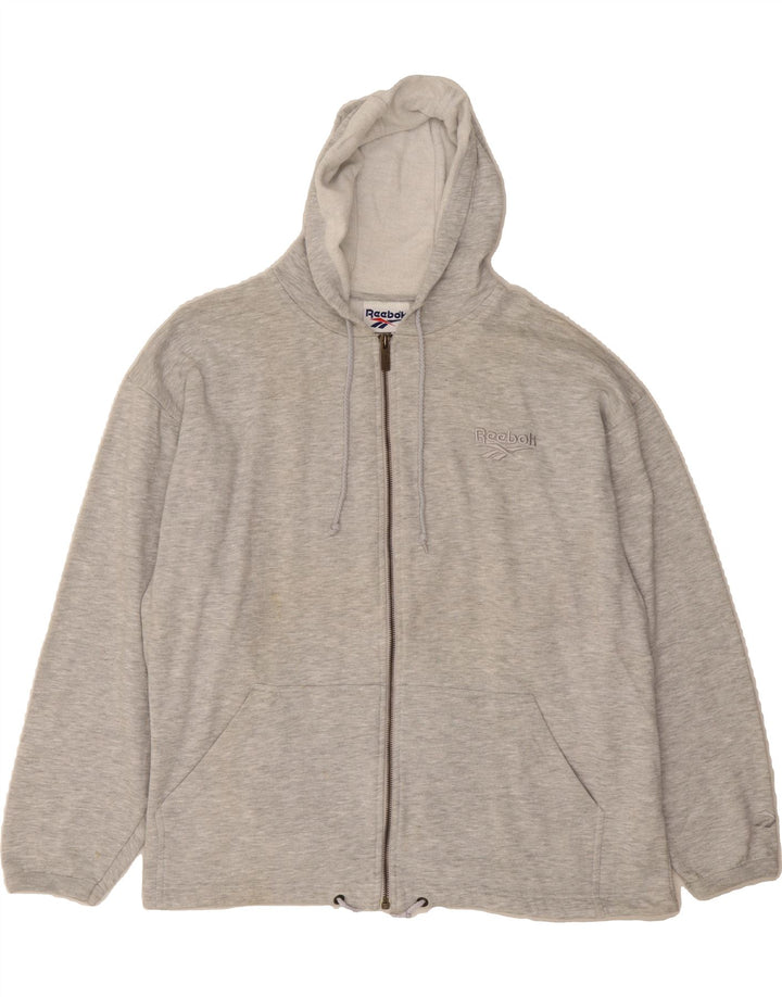 REEBOK Mens Zip Hoodie Sweater Large Grey Cotton Vintage Reebok and Second-Hand Reebok from Messina Hembry 