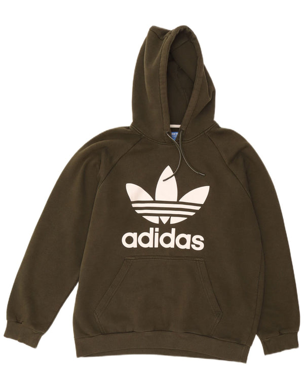 Adidas muška majica s kapuljačom s kapuljačom, veliki kaki pamuk