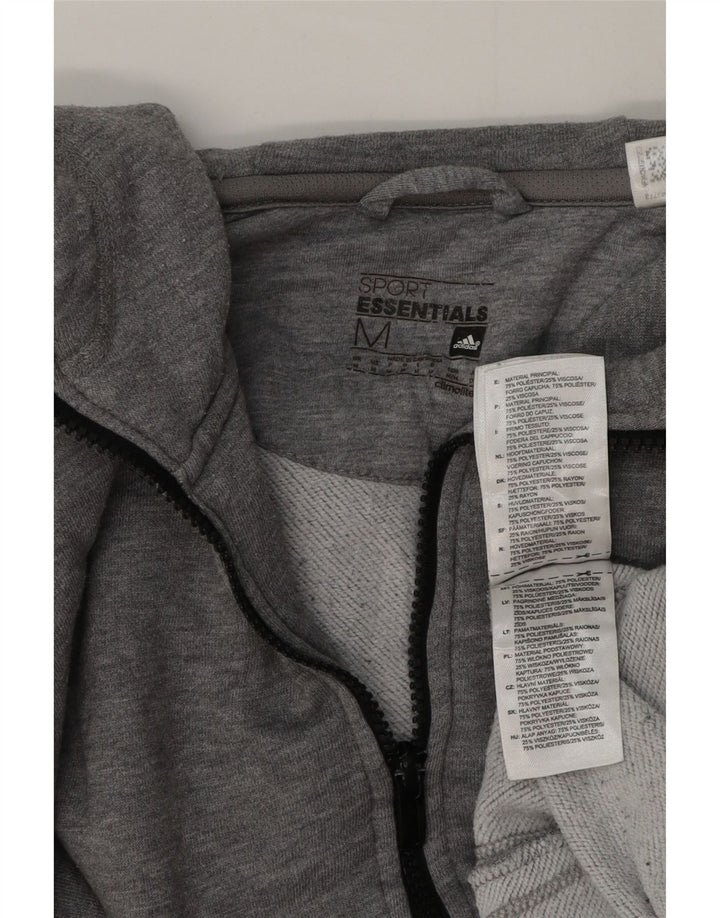 Adidas muški pulover s kapuljačom na patentni zatvarač srednje sivi pamuk