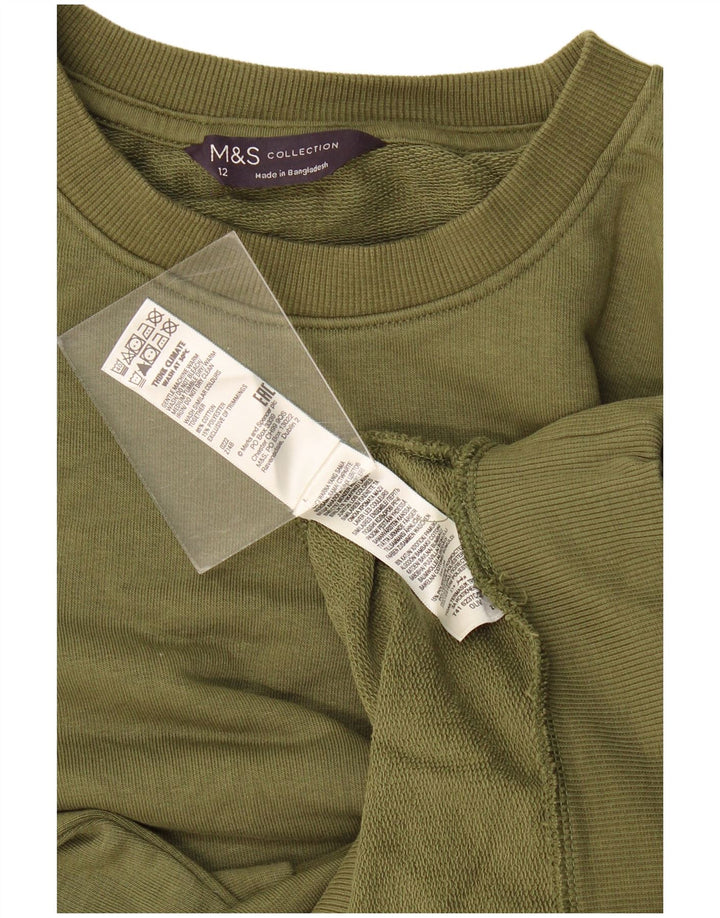 Marks & Spencer Ženska majica s kratkim rukavima UK 12 Srednji kaki pamuk