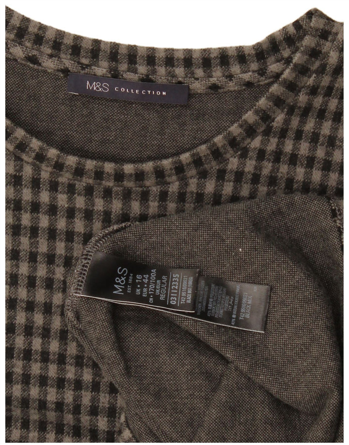 Marks & Spencer ženska duga haljina s 3/4 rukavima UK 16 Large Grey Gingham