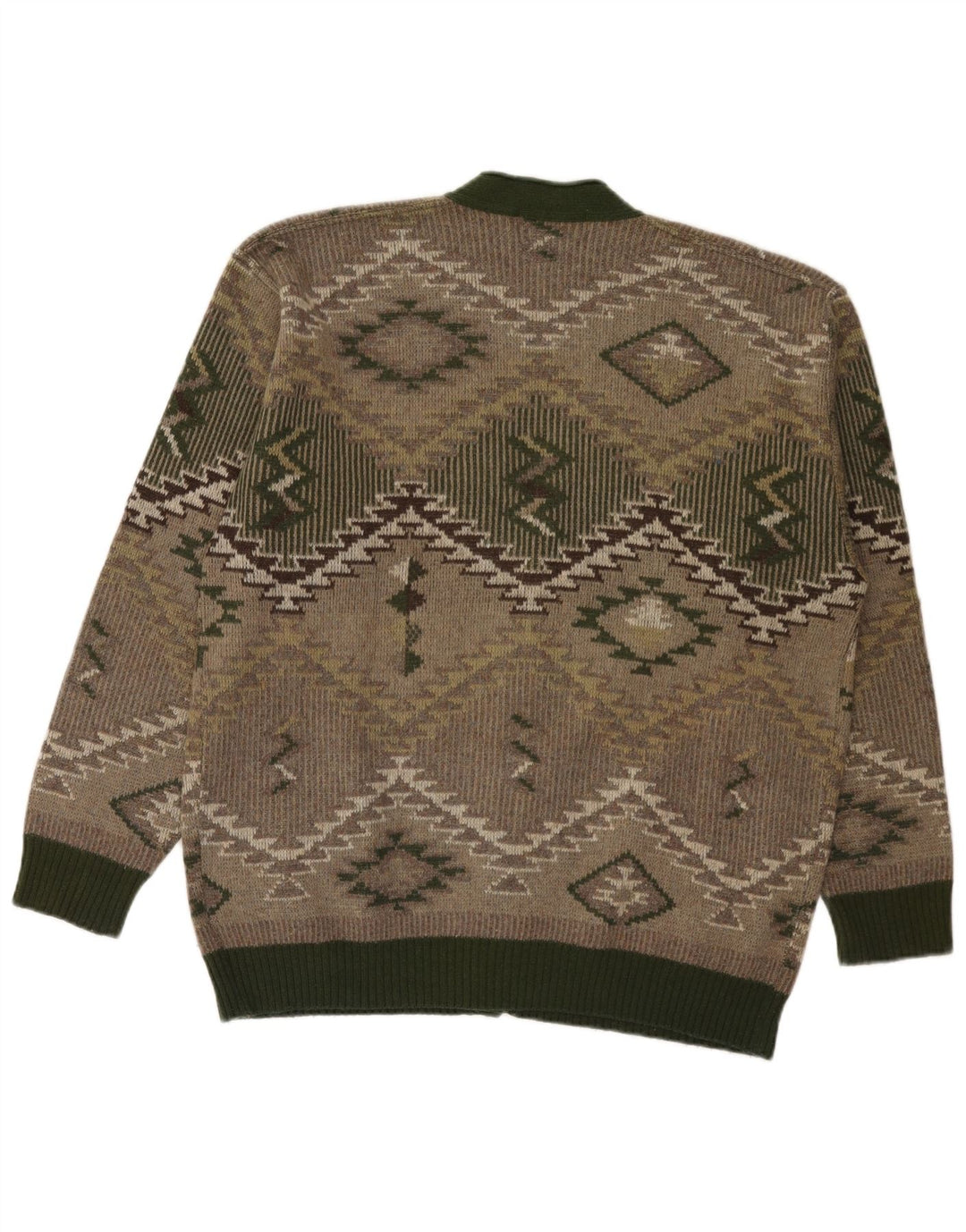 Vintage muški kardigan pulover velike zelene geometrijske vune