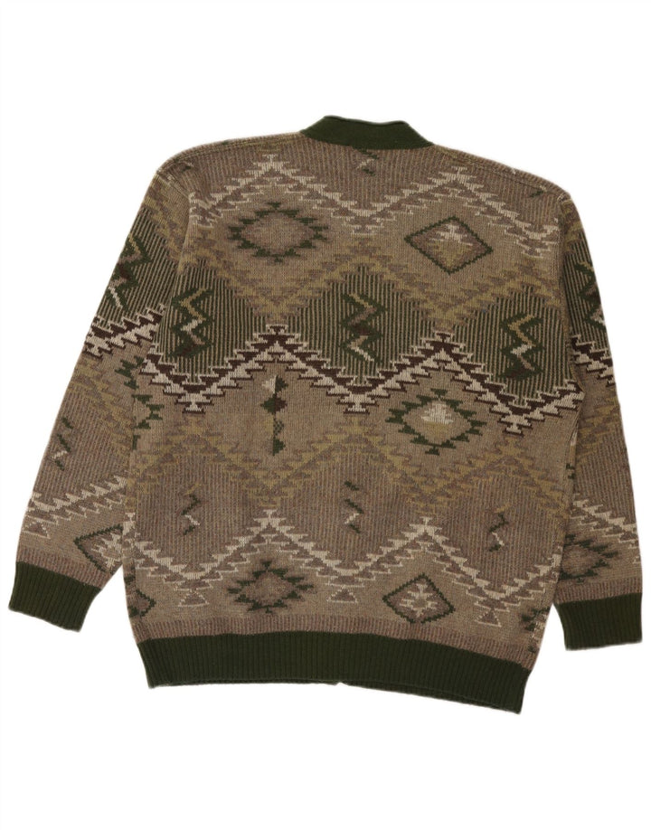 Vintage muški kardigan pulover velike zelene geometrijske vune