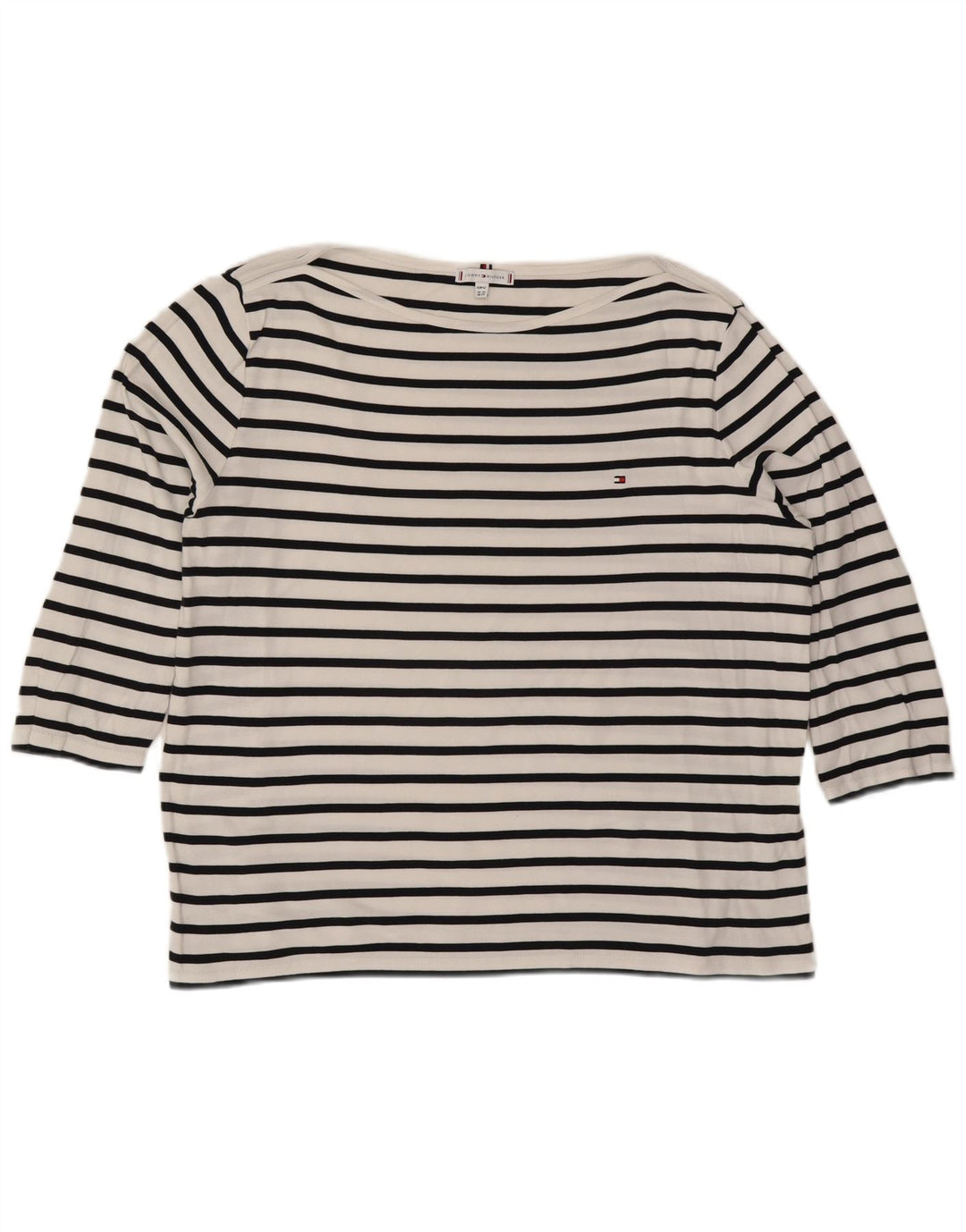 TOMMY HILFIGER Ženska majica s 3/4 rukavima UK 24 4XL Pamuk s bijelim prugama