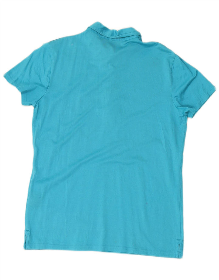 POLO RALPH LAUREN Womens Classic Fit Polo Shirt UK 12 Medium Blue Cotton