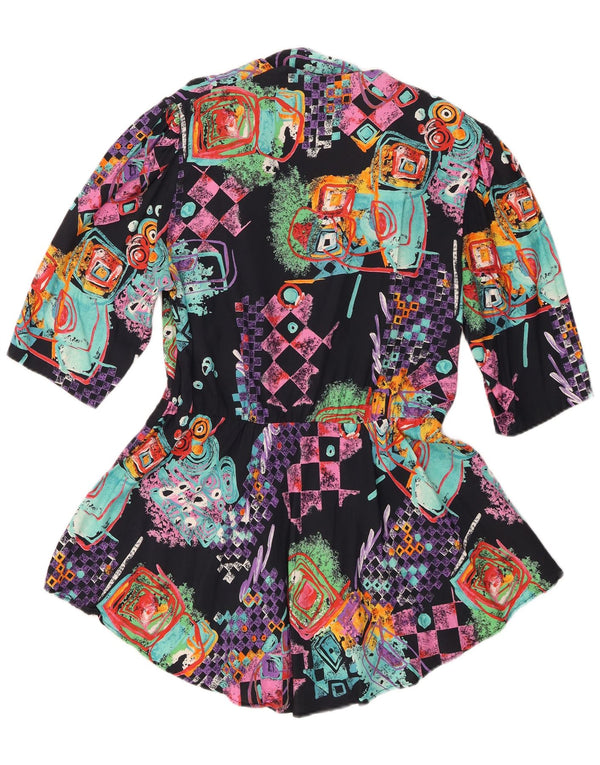 Vintage ženska haljina-tunika 3/4 rukava EU 44 XL crna geometrijska viskoza
