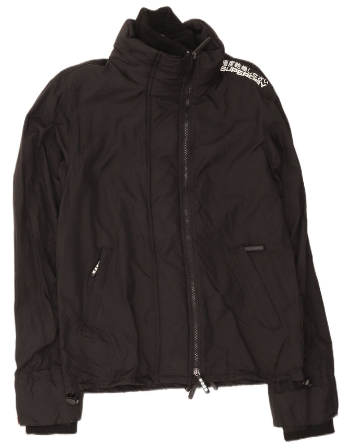 Superdry muška grafička vjetrovka jakna UK 38 srednje crni najlon