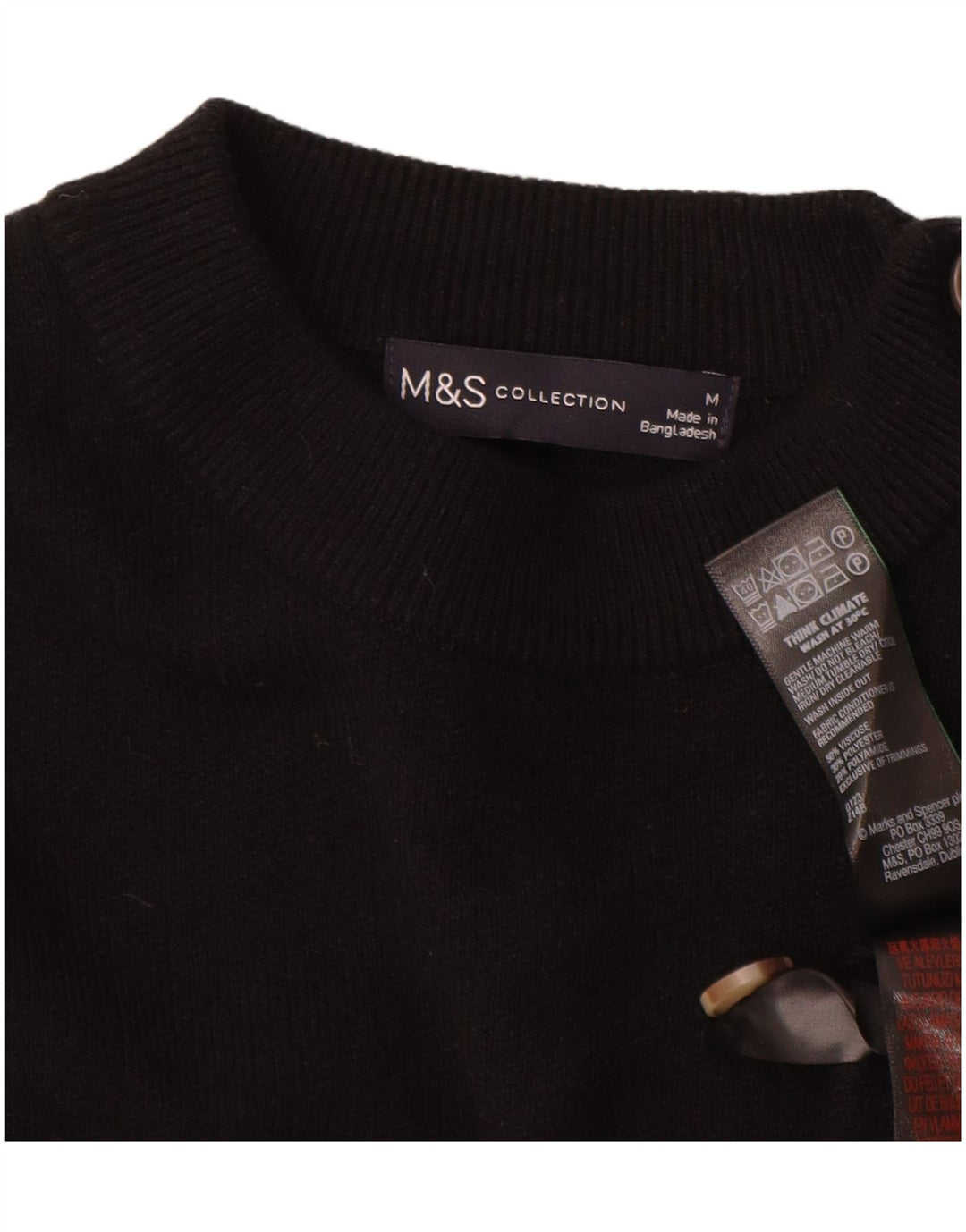 Marks & Spencer ženski džemper s okruglim izrezom UK 14 Srednja crna viskoza