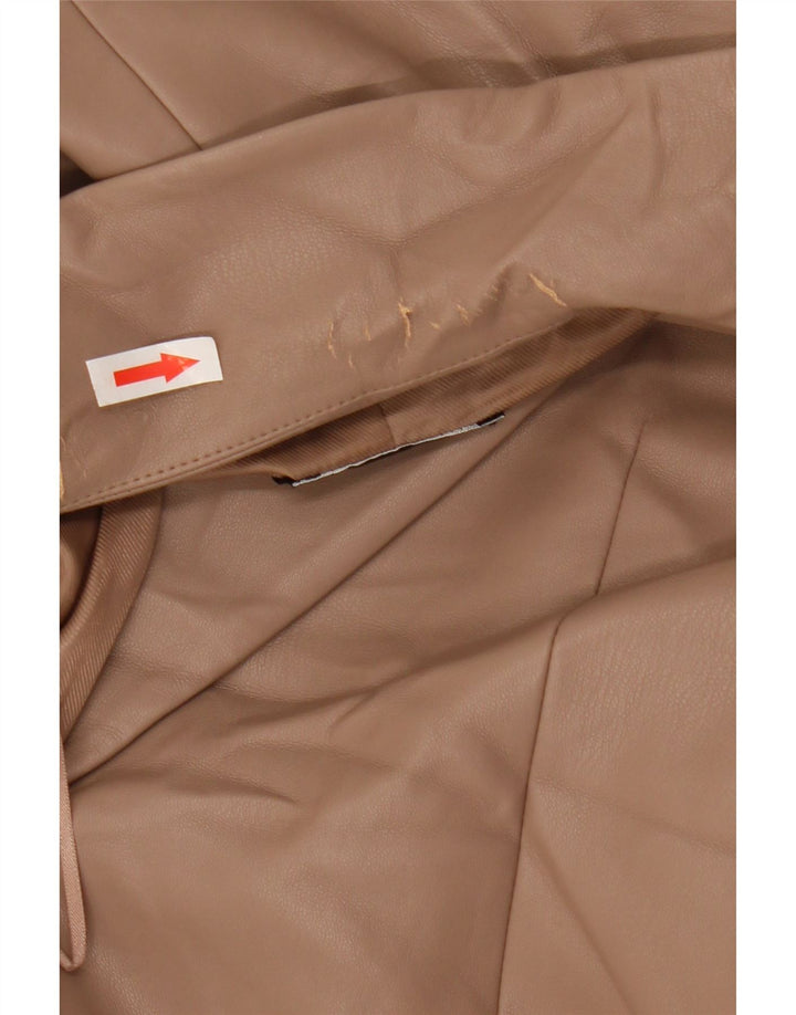 Zara ženska jakna od umjetne kože s 2 gumba UK 10 Mala bež poliester