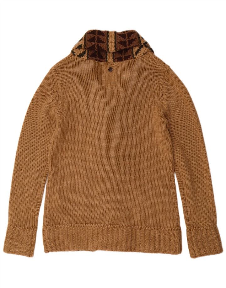 KHUJO ženski kardigan pulover UK 16 veliki bež geometrijski akril