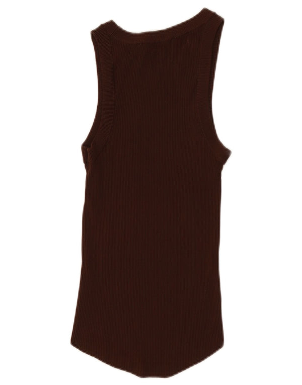 Zara Womens Vest Top UK 8 Small Brown Viscose