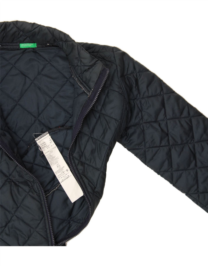 BENETTON Boys Quilted Jacket 9-10 Years Large Navy Blue Polyester Vintage Benetton and Second-Hand Benetton from Messina Hembry 