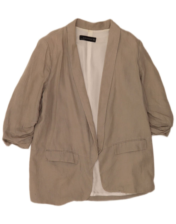 Zara ženska otvorena jakna s 3/4 rukavima UK 22 2XL siva viskoza