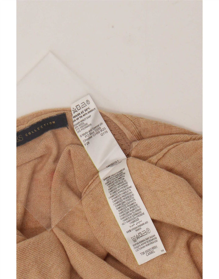 Marks & Spencer ženski džemper s V-izrezom UK 12 Srednje bež vuneni