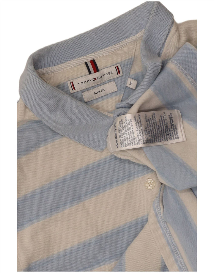TOMMY HILFIGER Ženska uska polo majica UK 6 XS pamuk na plave pruge