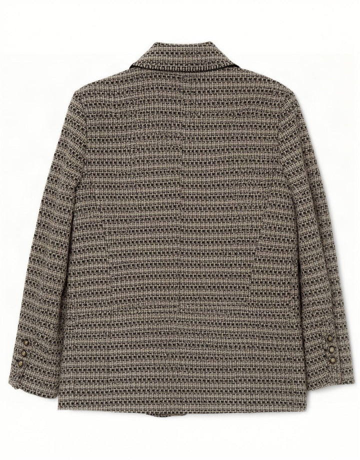 Zara ženski sako sa 3 gumba UK 18 XL poliester u sivu prugu