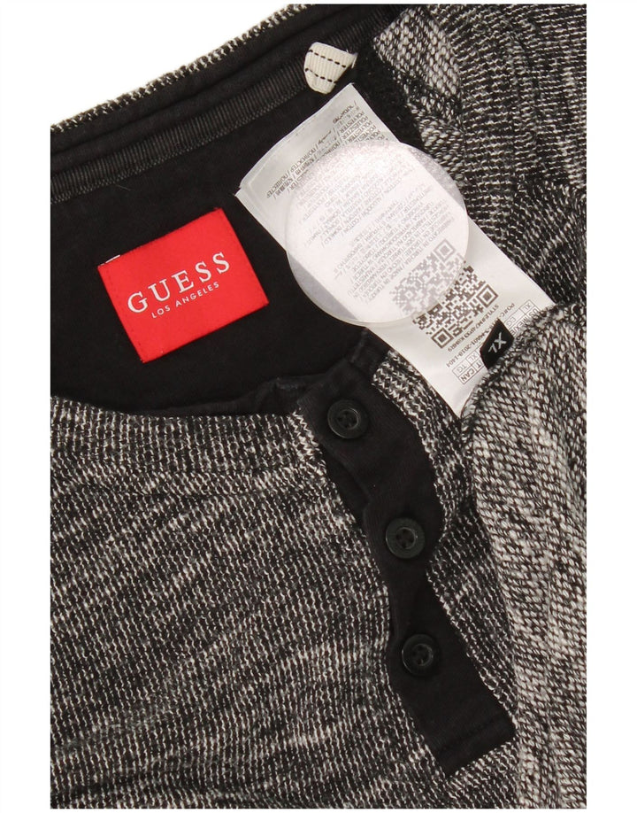 Guess muška majica dugih rukava, veliki sivi flekasti pamuk