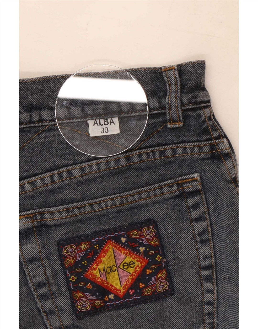 Mackee Mens Denim Shorts Medium W33 Grey Cotton